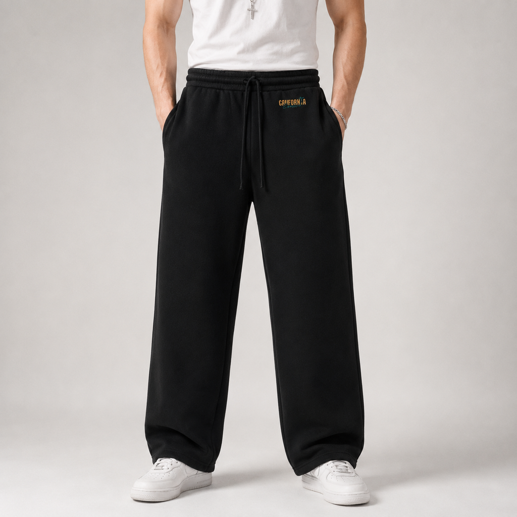 Fleece Drawstring Straight-Leg Sweatpants