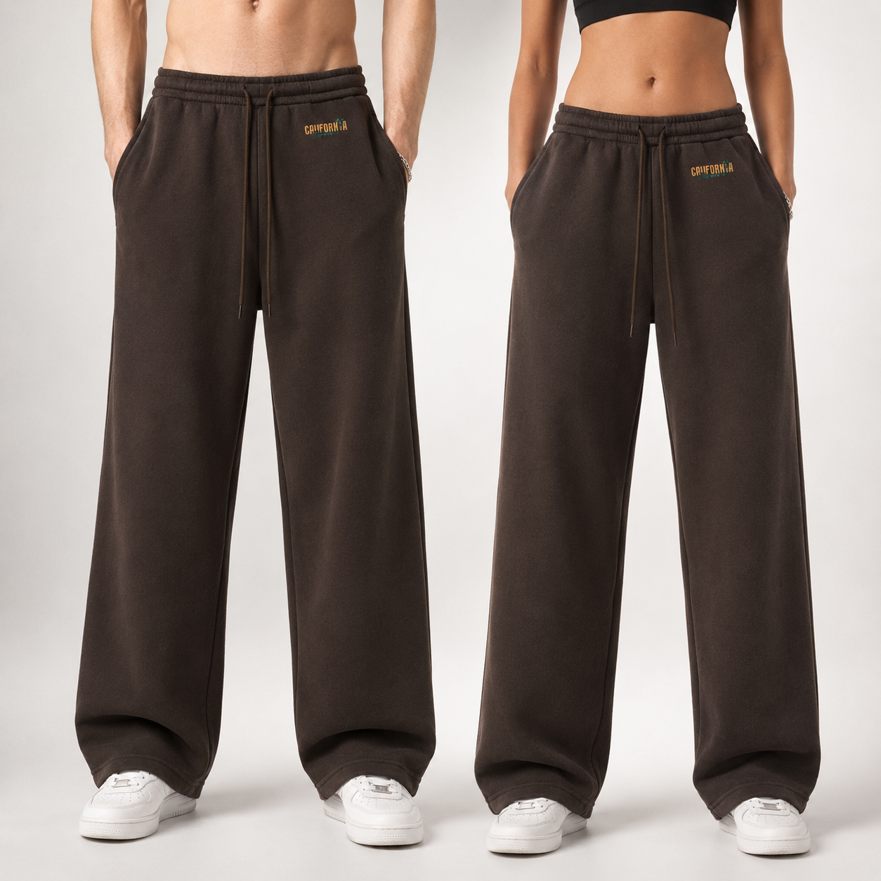 Fleece Drawstring Straight-Leg Sweatpants