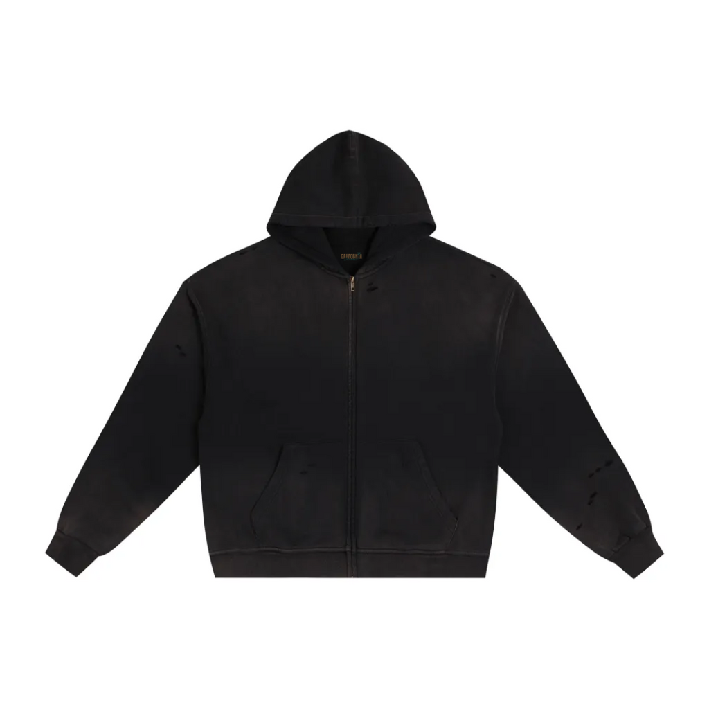 Hand-Frayed Sunfade Zip Hoodie