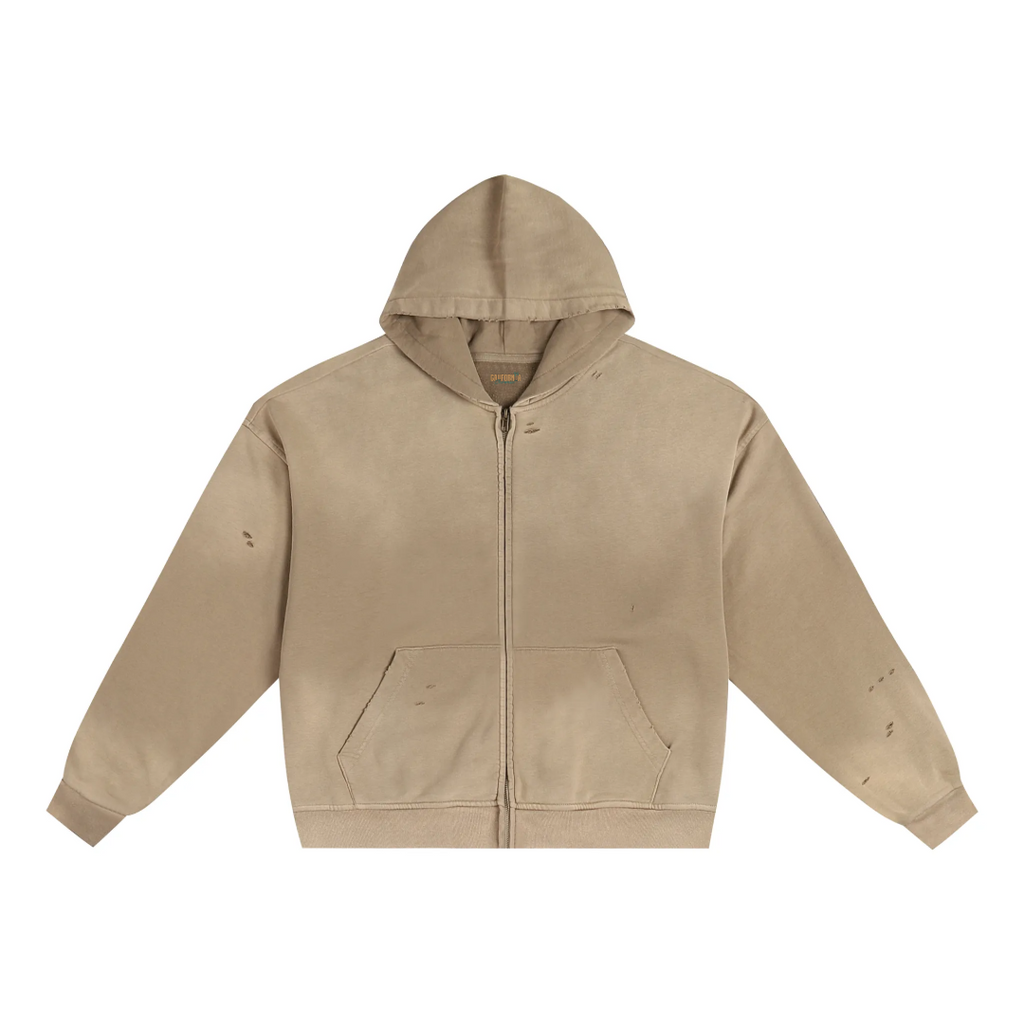 Hand-Frayed Sunfade Zip Hoodie