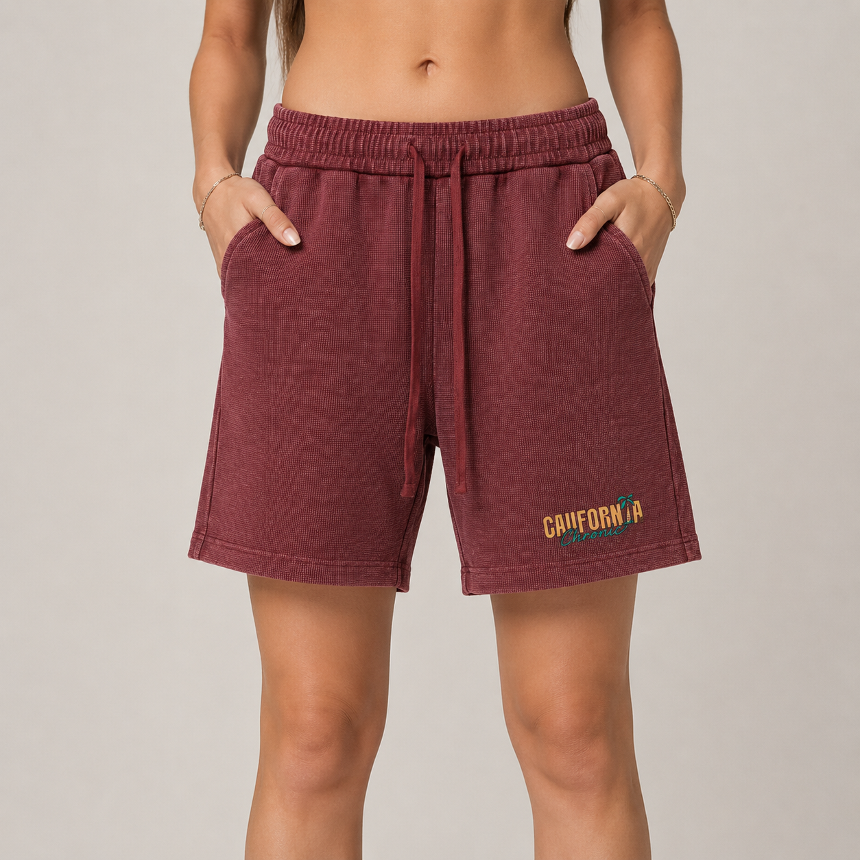Mineral Wash Waffle Knit Shorts