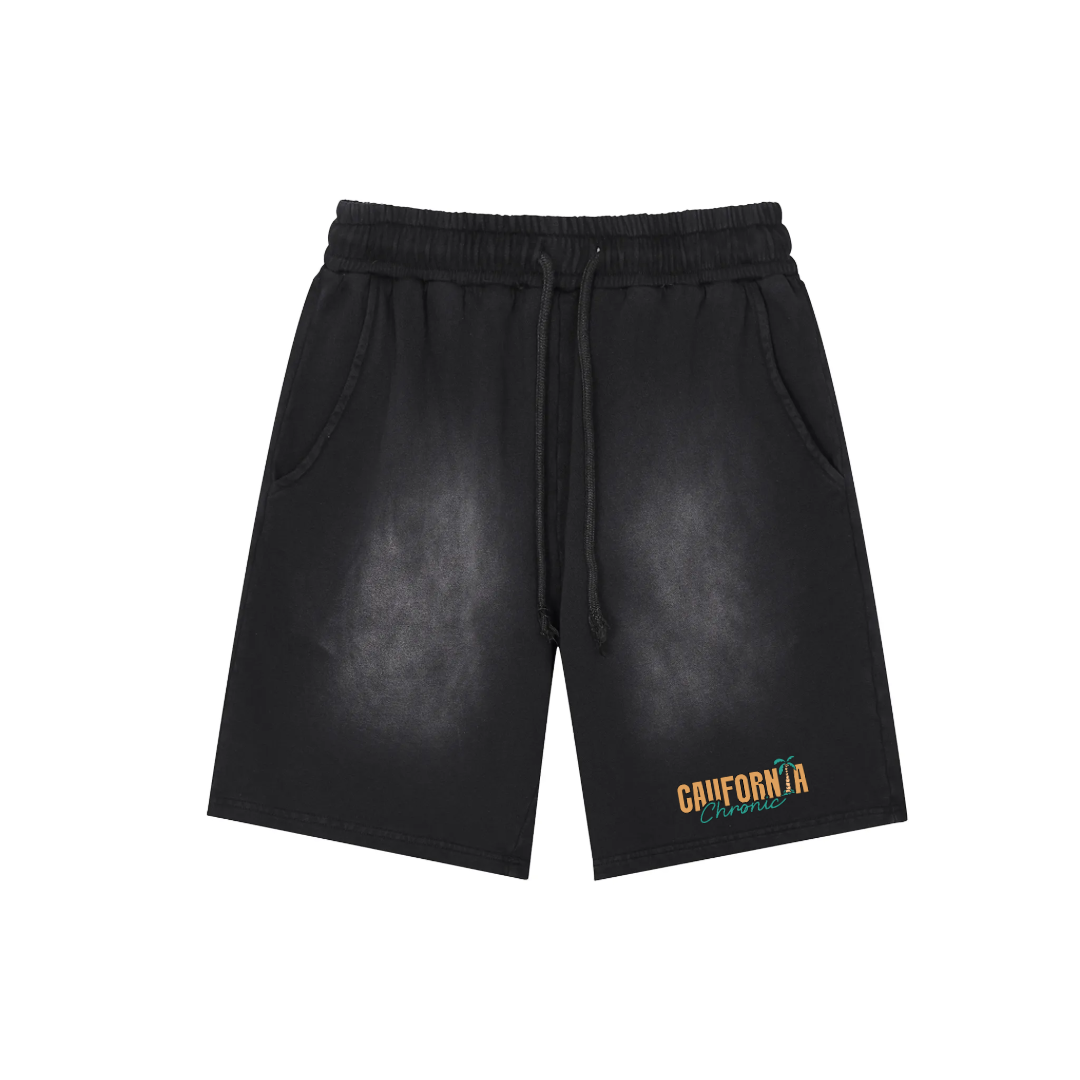 Rectangle Patch Monkey Washed Shorts
