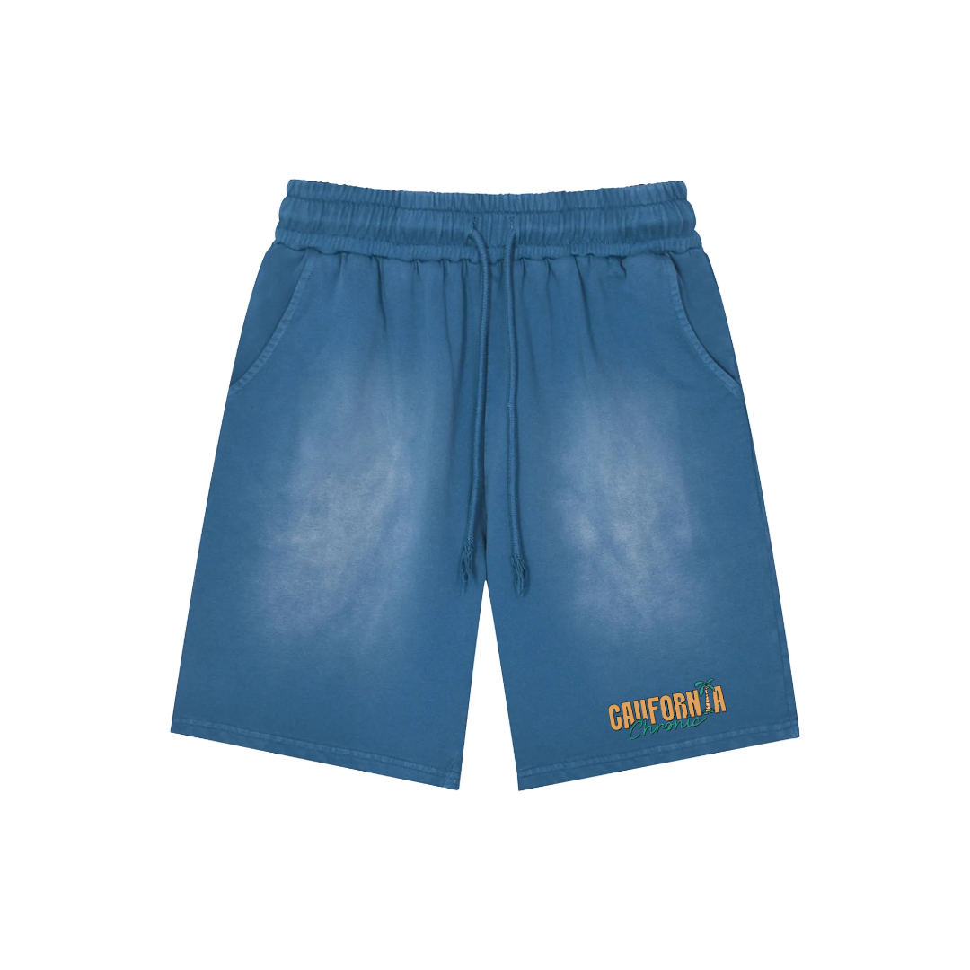 Rectangle Patch Monkey Washed Shorts