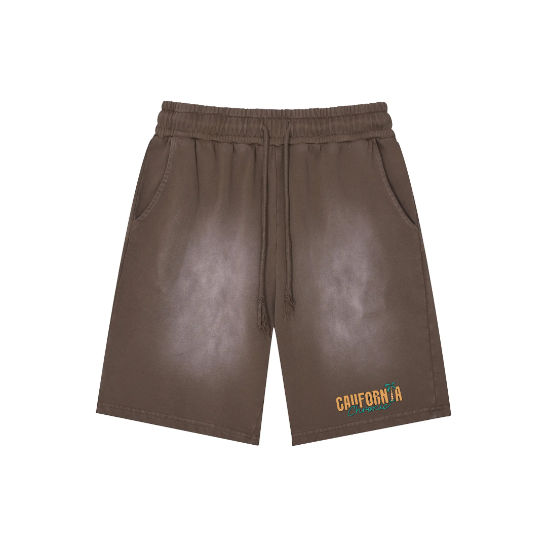 Rectangle Patch Monkey Washed Shorts