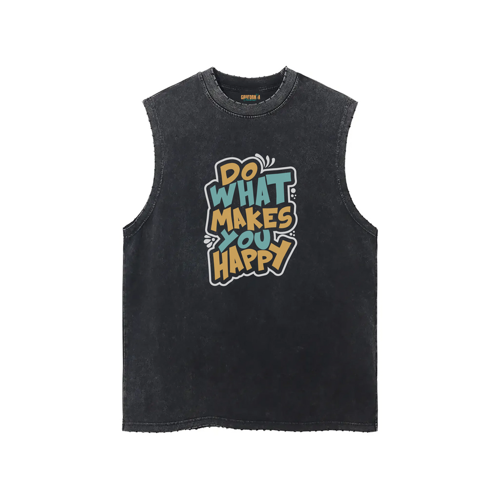 Snow Washed Frayed Hem Tank Top