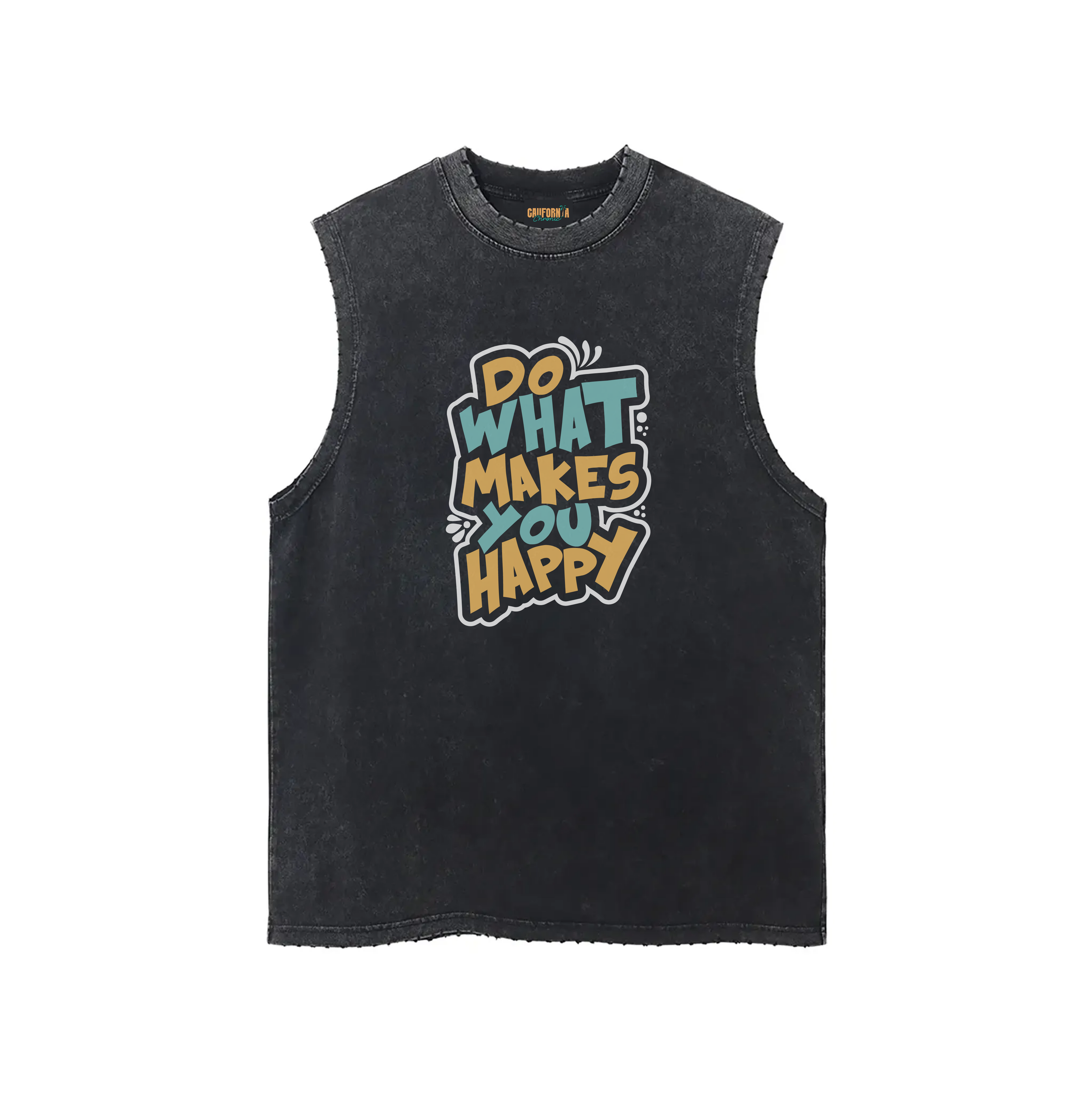 Snow Washed Frayed Hem Tank Top