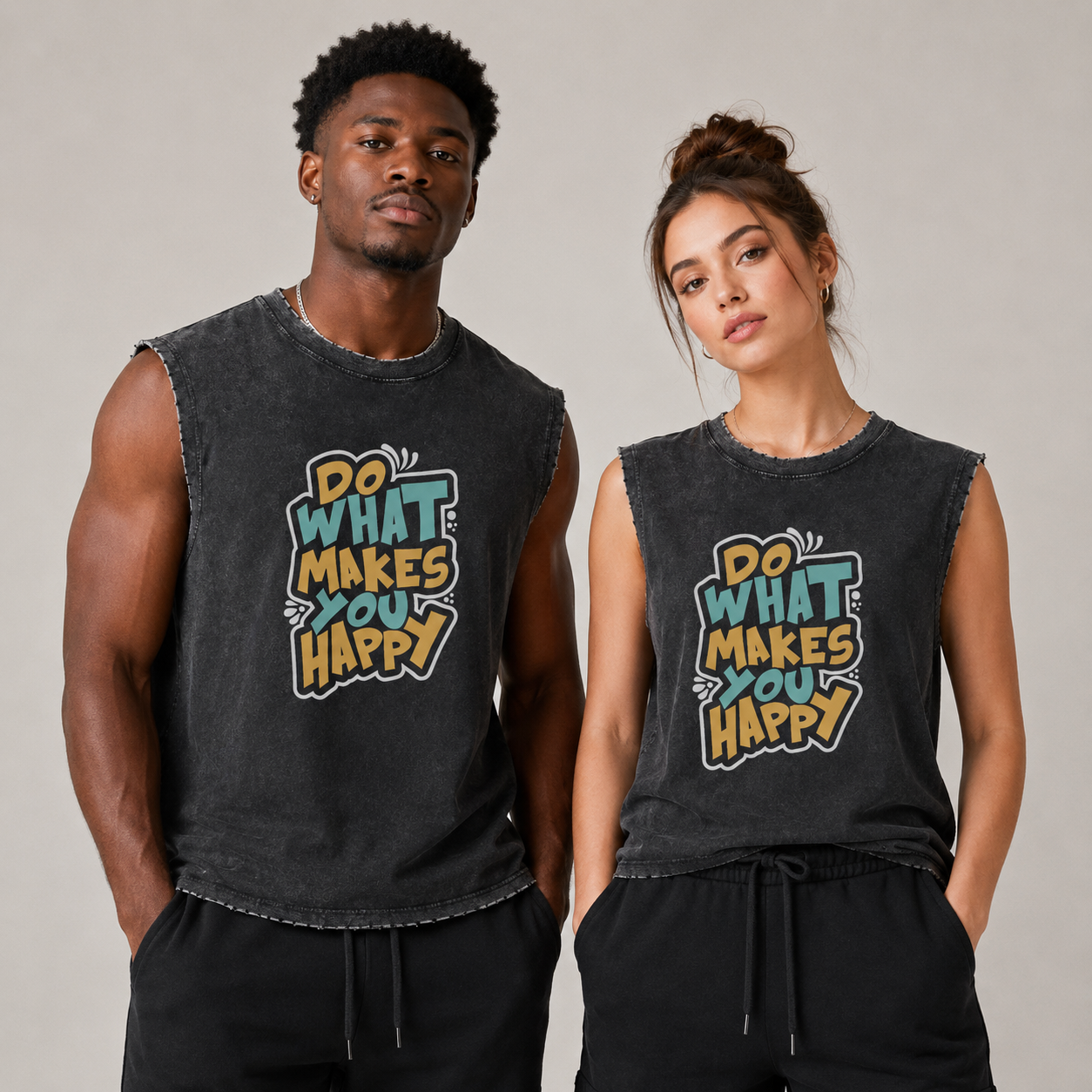 Snow Washed Frayed Hem Tank Top