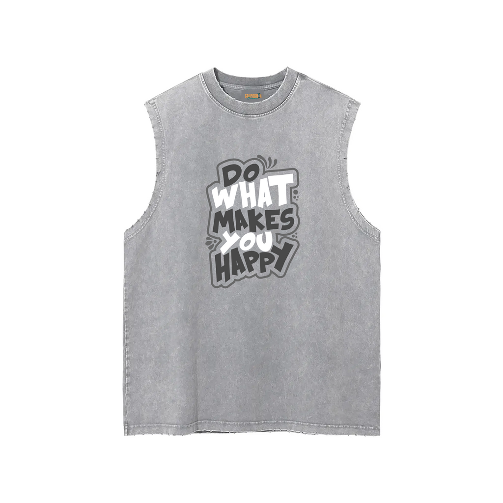 Snow Washed Frayed Hem Tank Top
