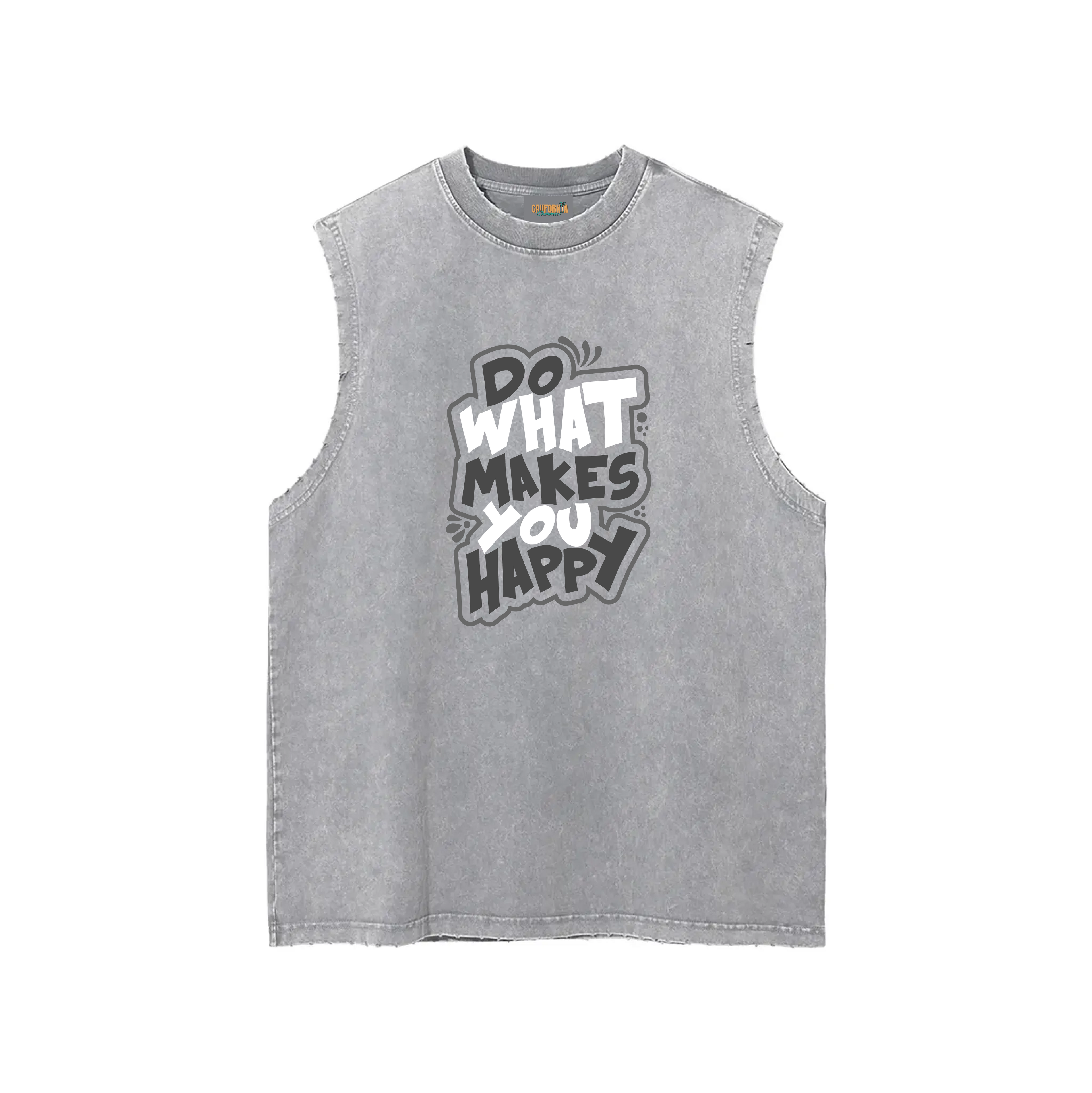 Snow Washed Frayed Hem Tank Top