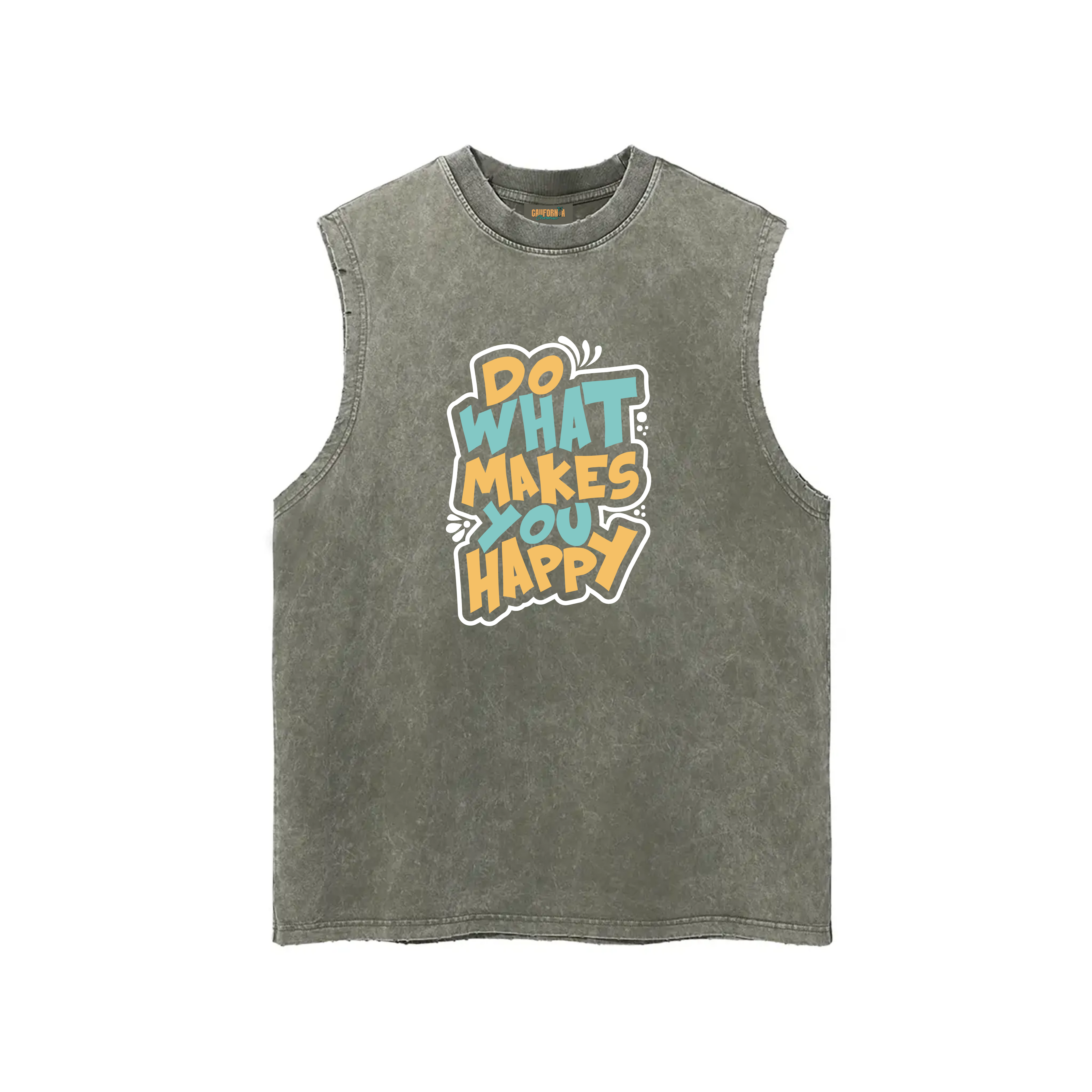 Snow Washed Frayed Hem Tank Top