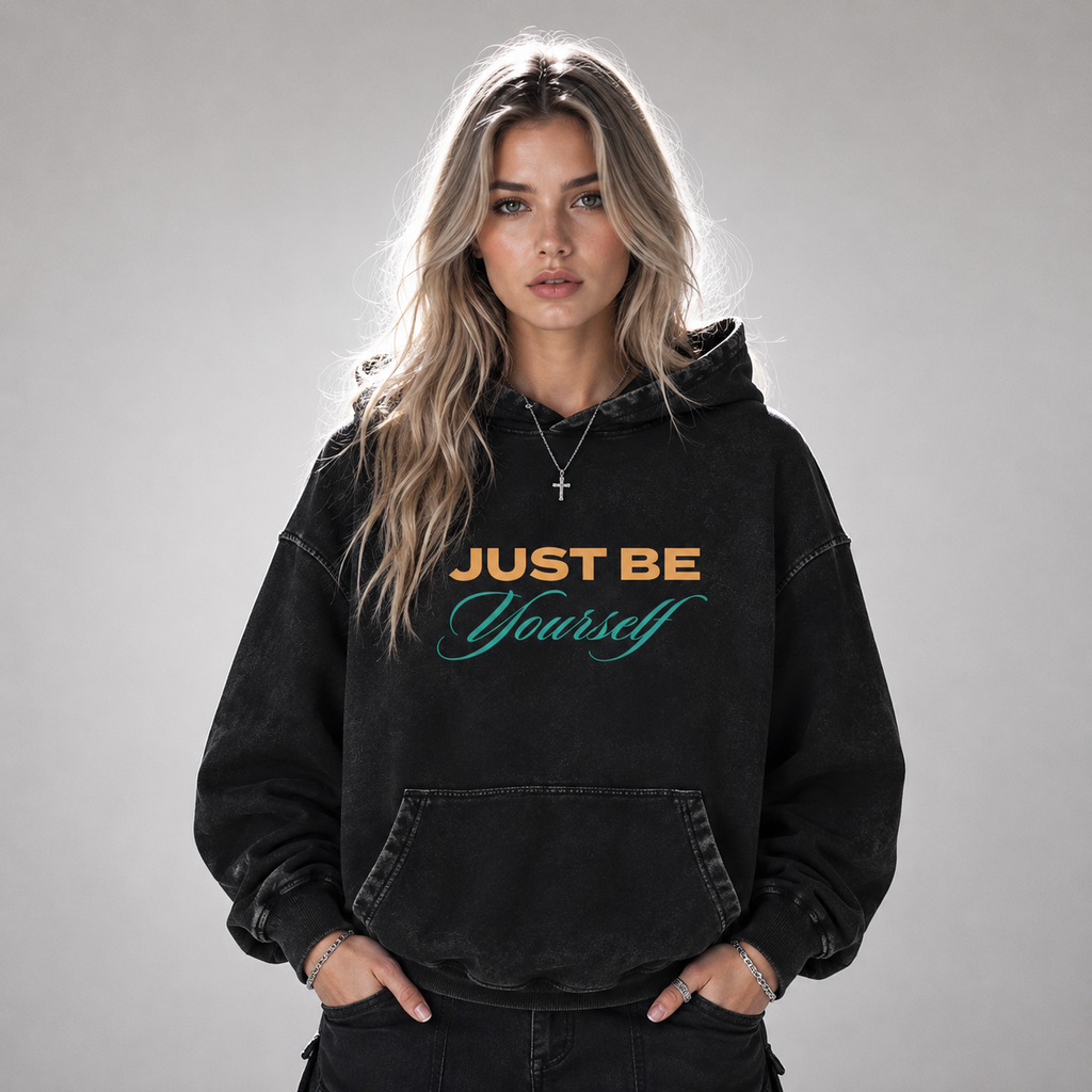 Snow Washed Loose Cotton Hoodie