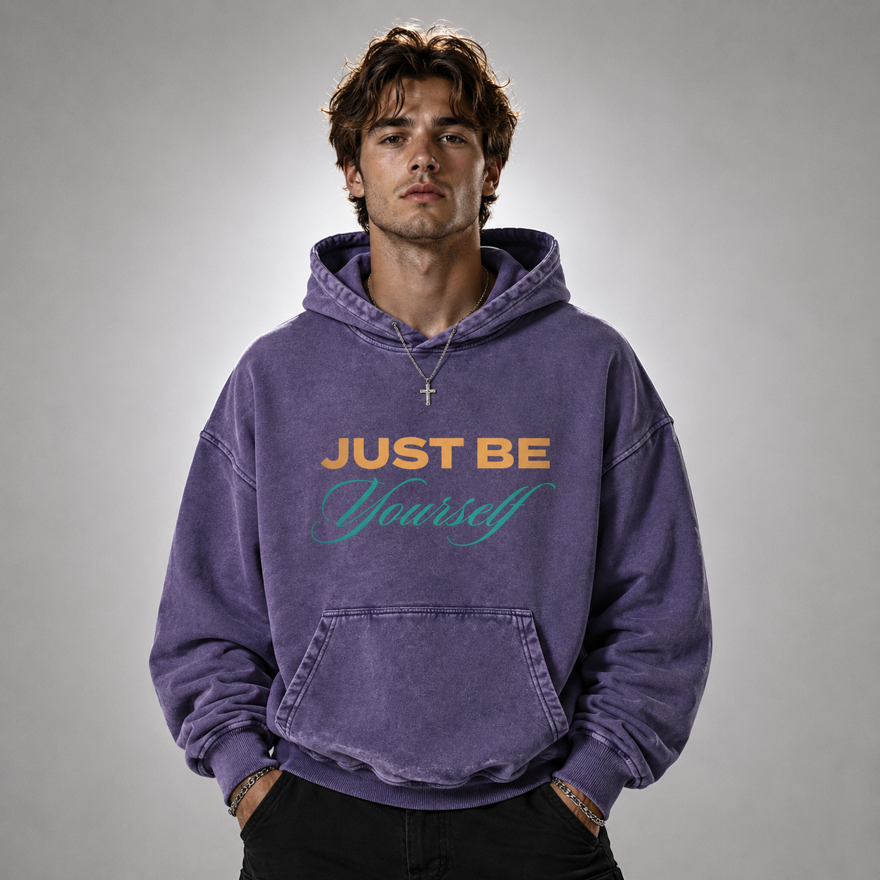 Snow Washed Loose Cotton Hoodie