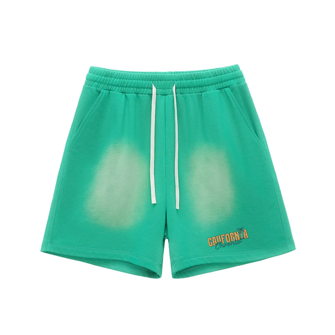 Sun Fade Raw Edge Cotton Shorts