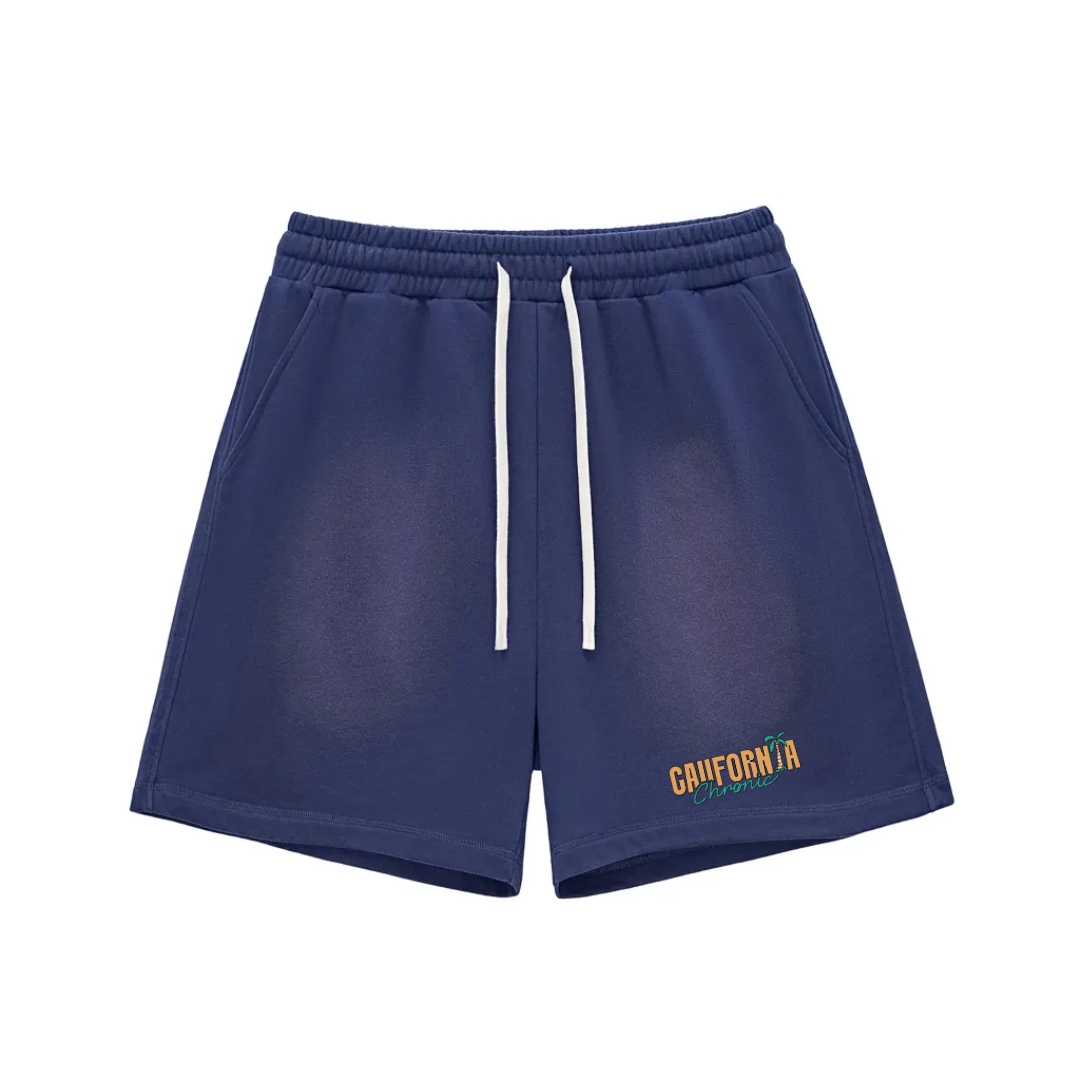 Sun Fade Raw Edge Cotton Shorts