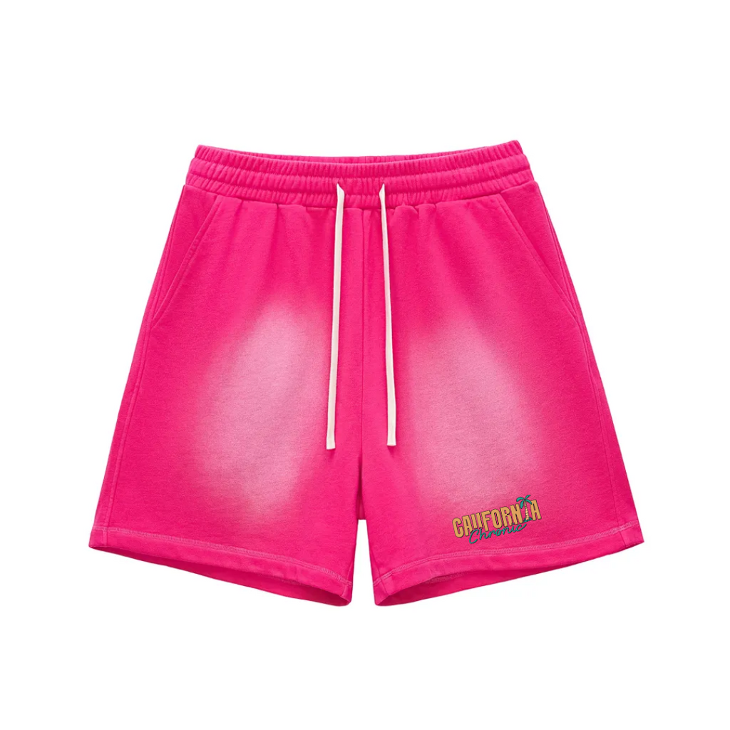 Sun Fade Raw Edge Cotton Shorts