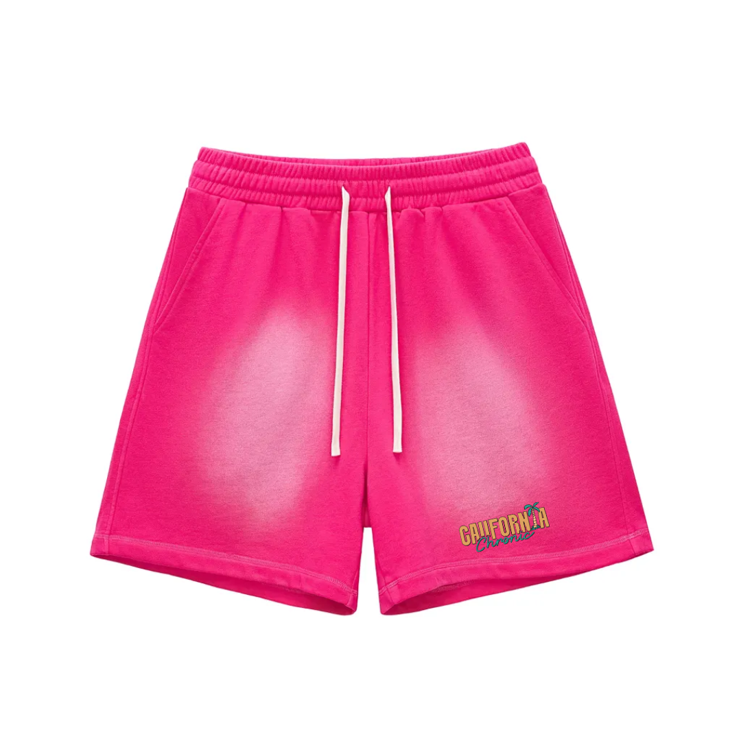 Sun Fade Raw Edge Cotton Shorts
