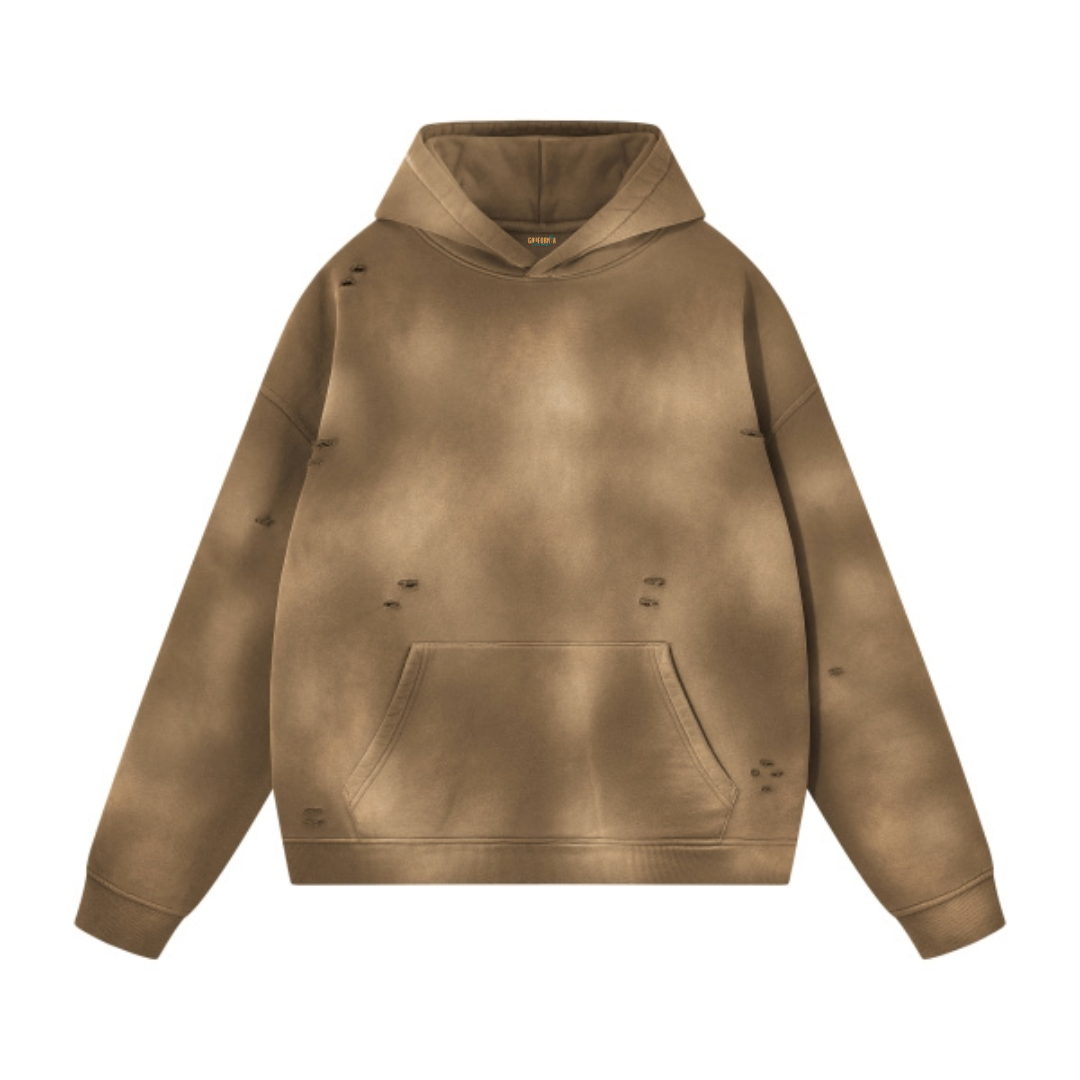 Unisex Sunfade Frayed Fleece Hoodie