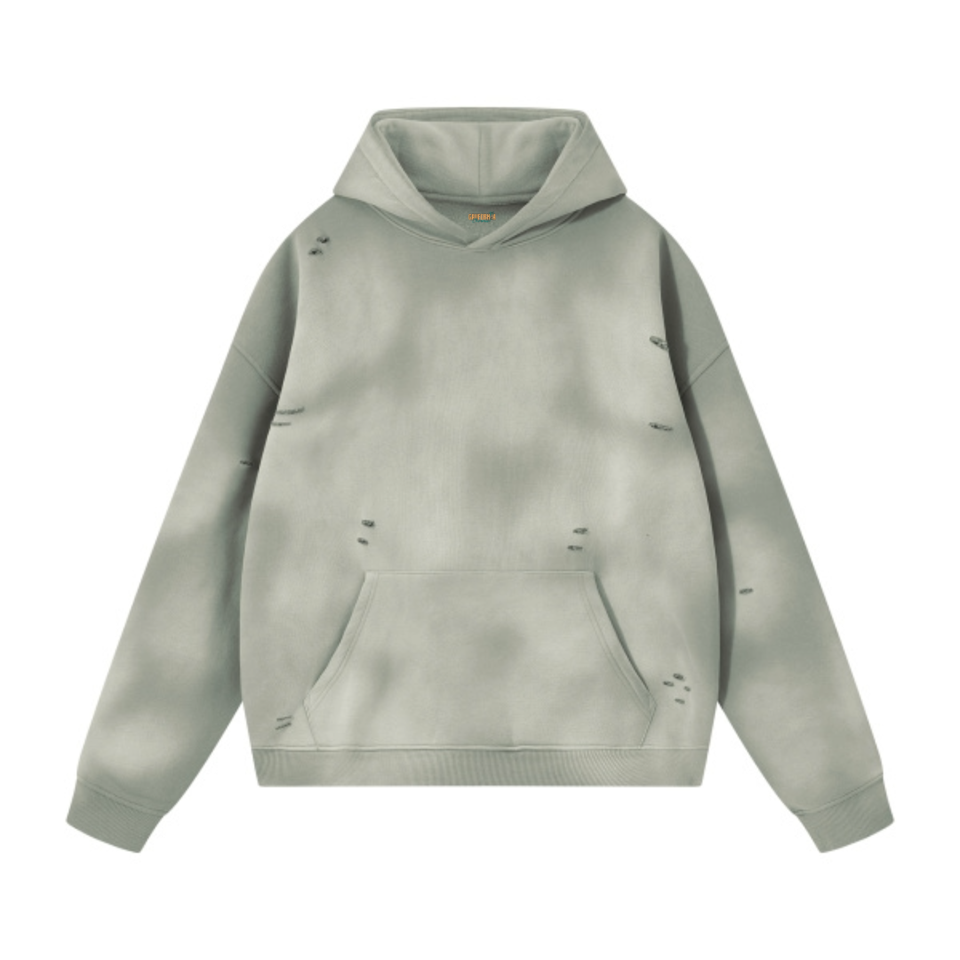 Unisex Sunfade Frayed Fleece Hoodie
