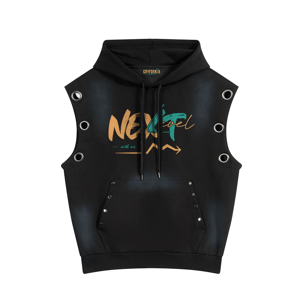 Unisex Vintage Wash Sun Fade Sleeveless Hoodie