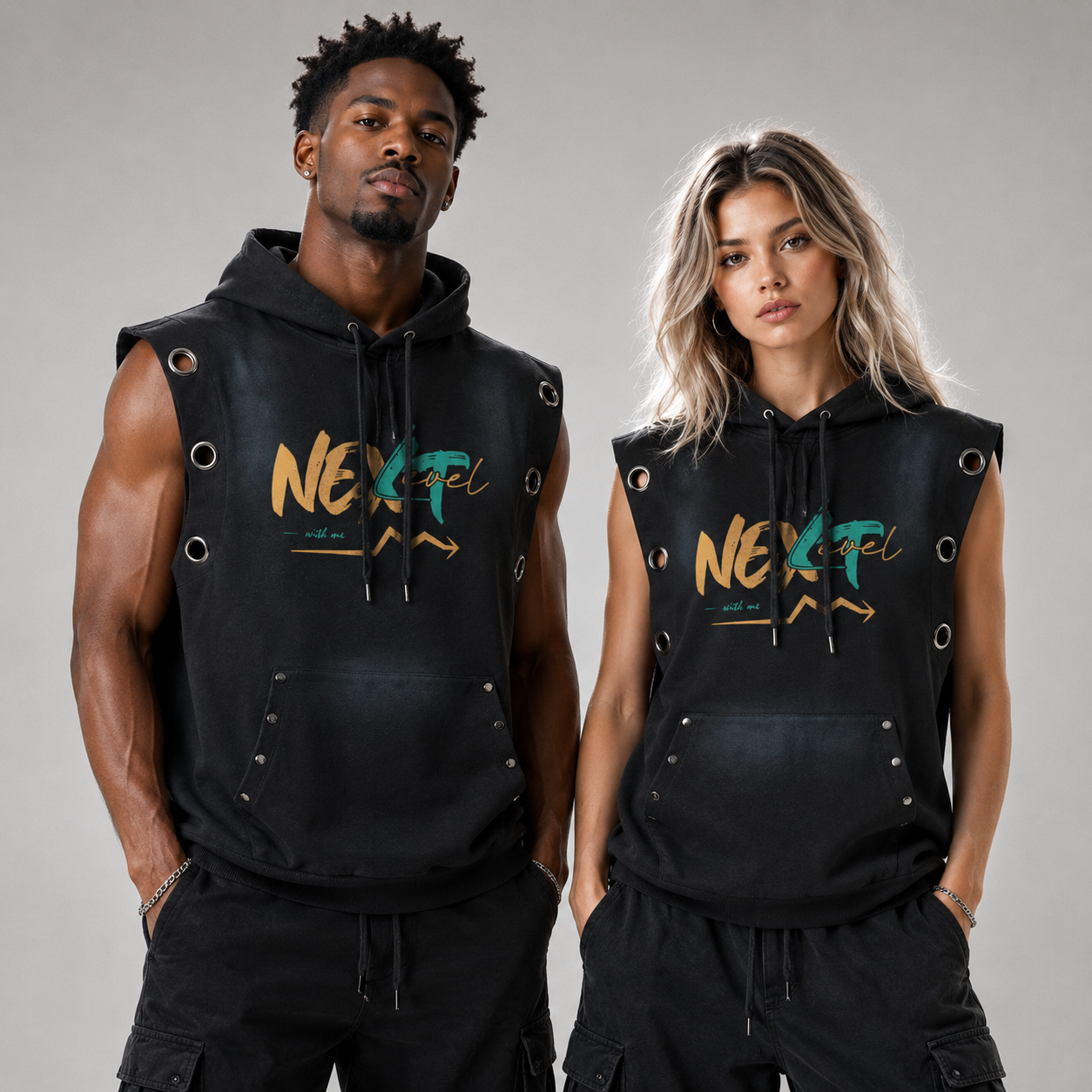 Unisex Vintage Wash Sun Fade Sleeveless Hoodie