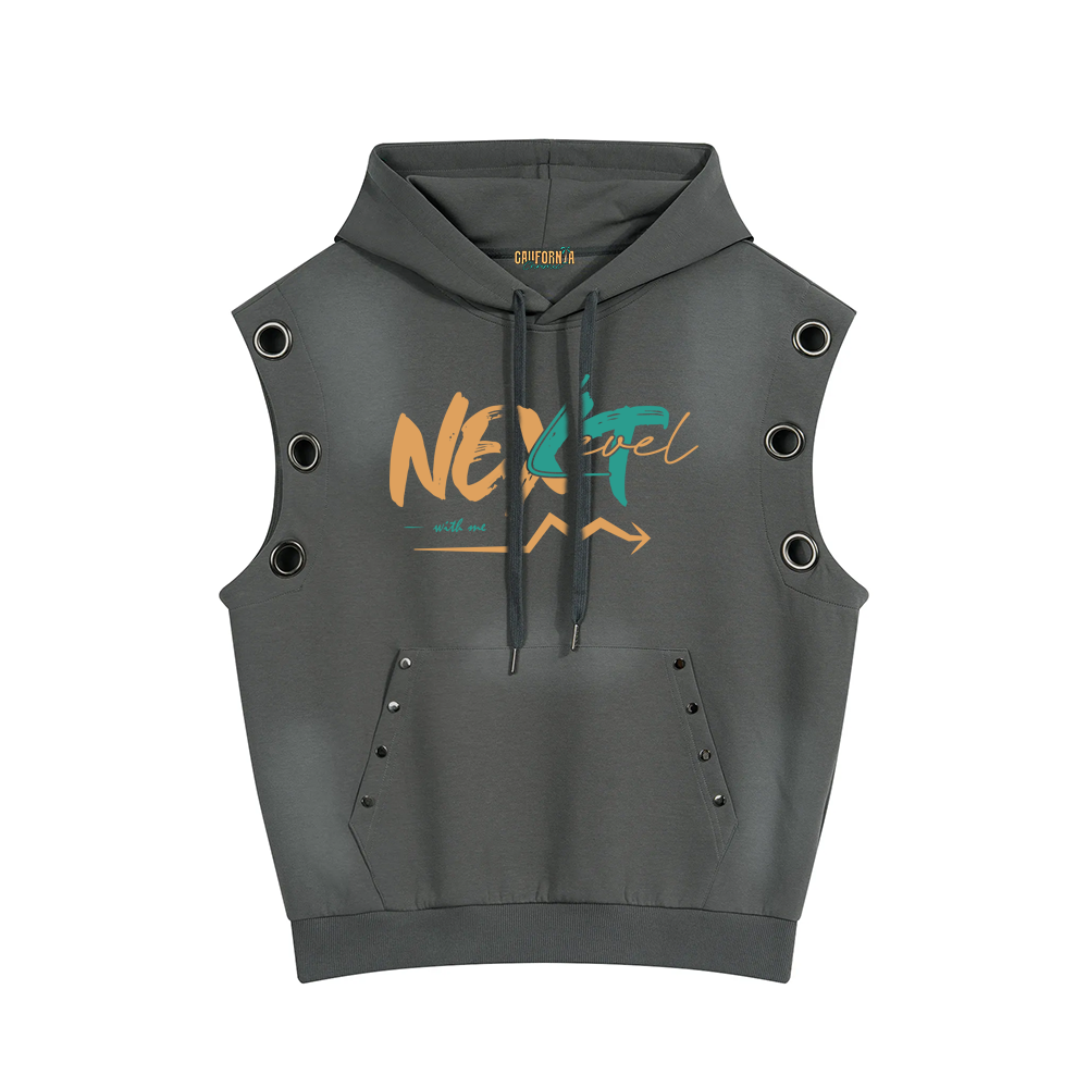 Unisex Vintage Wash Sun Fade Sleeveless Hoodie