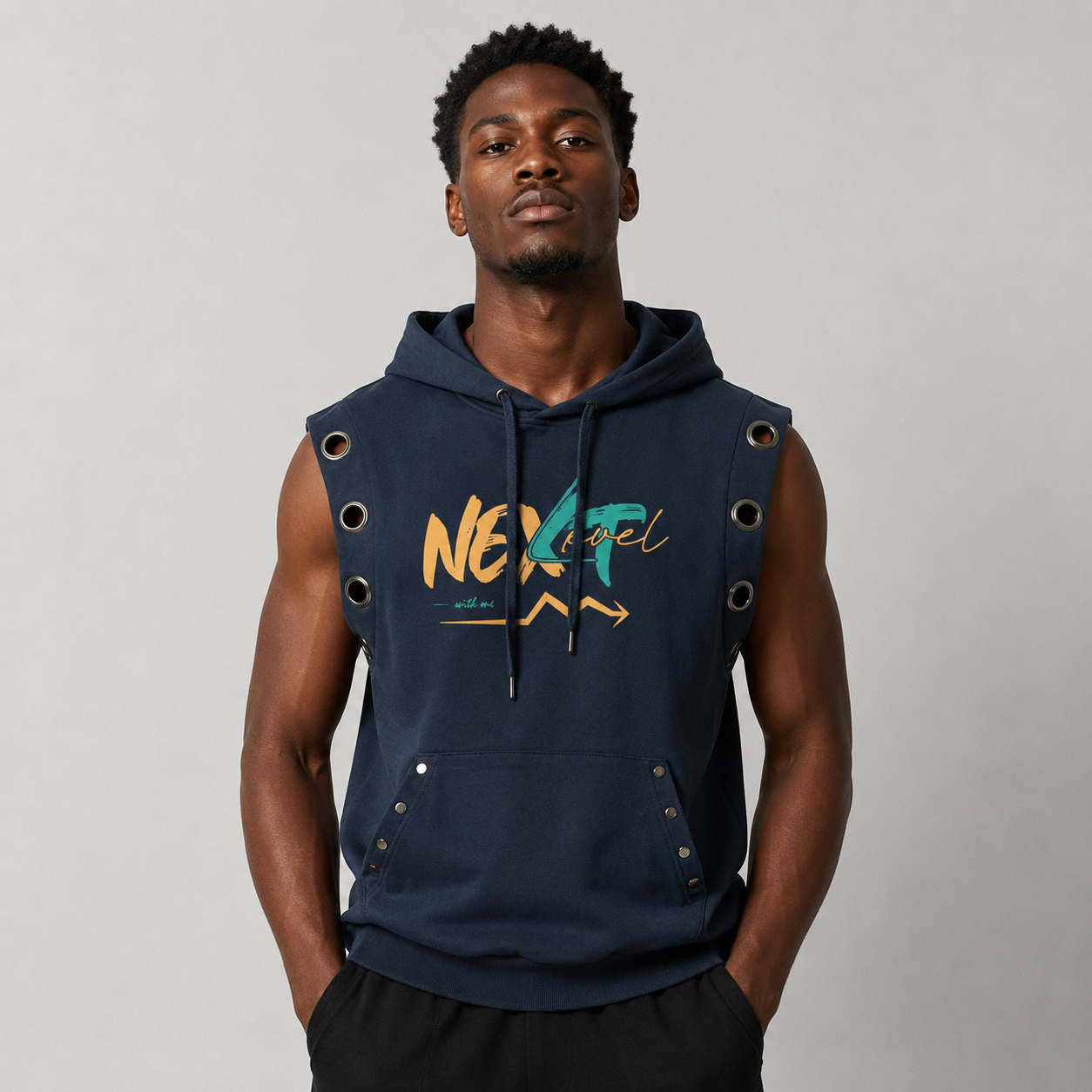 Unisex Vintage Wash Sun Fade Sleeveless Hoodie