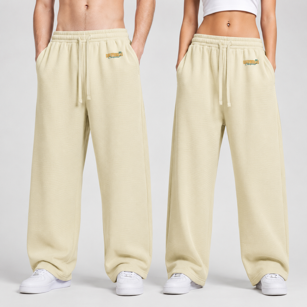 Unisex Waffle Barrel Leg Pants
