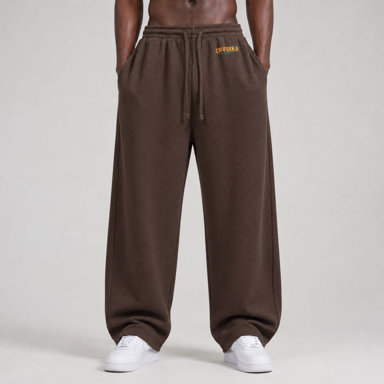 Unisex Waffle Barrel Leg Pants