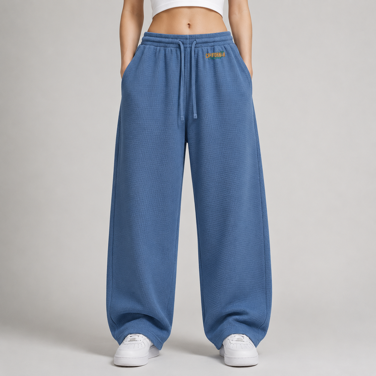Unisex Waffle Barrel Leg Pants