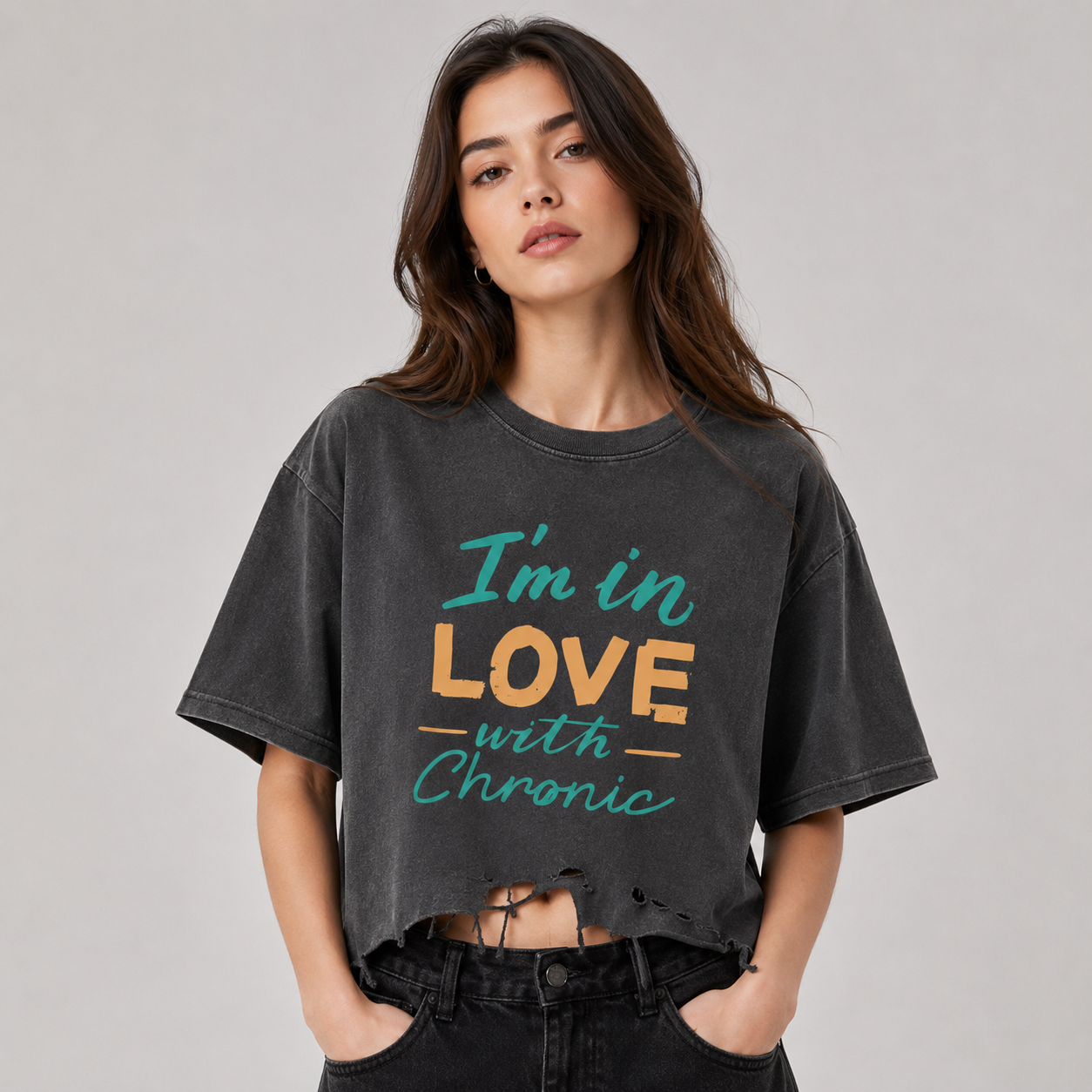 Vintage Wash Boxy Distressed Hem T-Shirt
