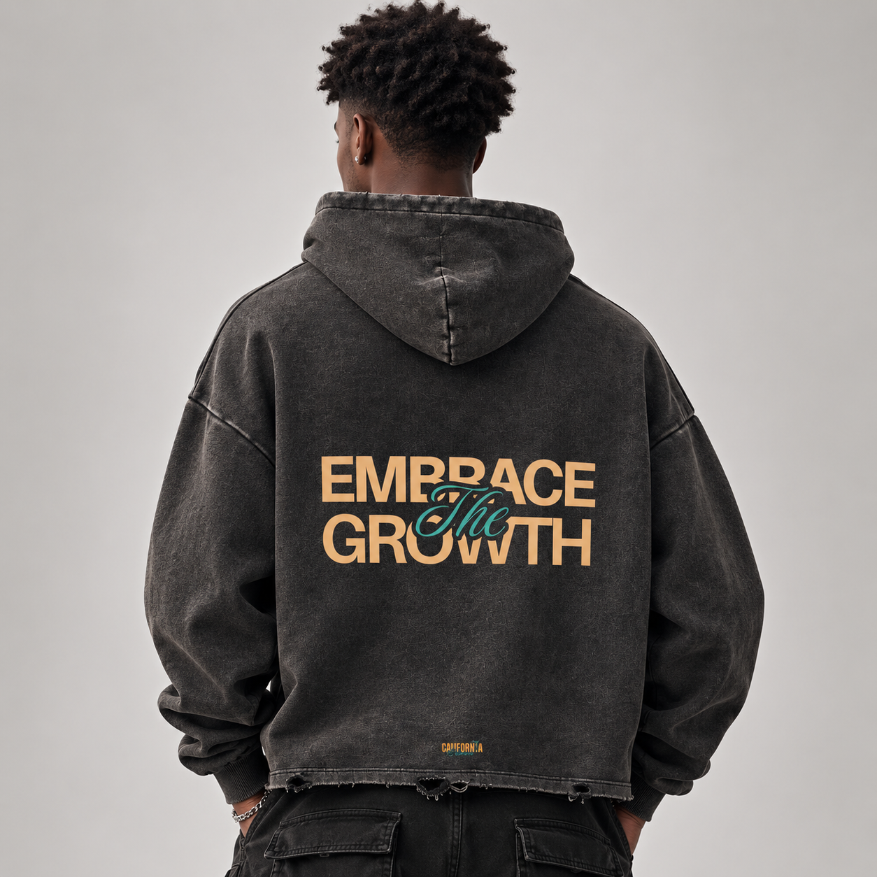 Vintage Washed Frayed-Hem Hoodie