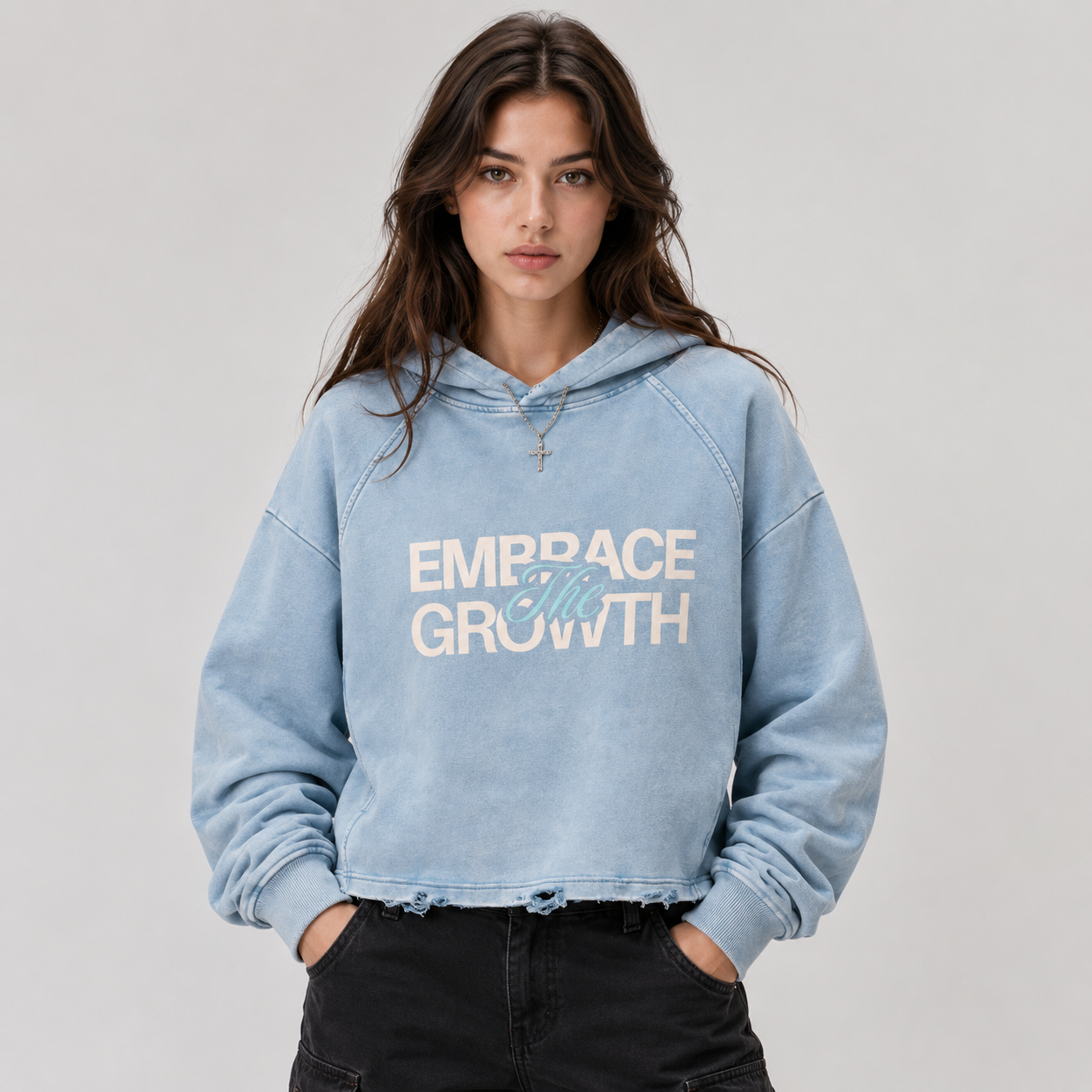 Vintage Washed Frayed-Hem Hoodie