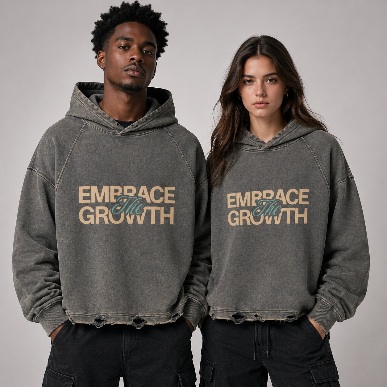 Vintage Washed Frayed-Hem Hoodie